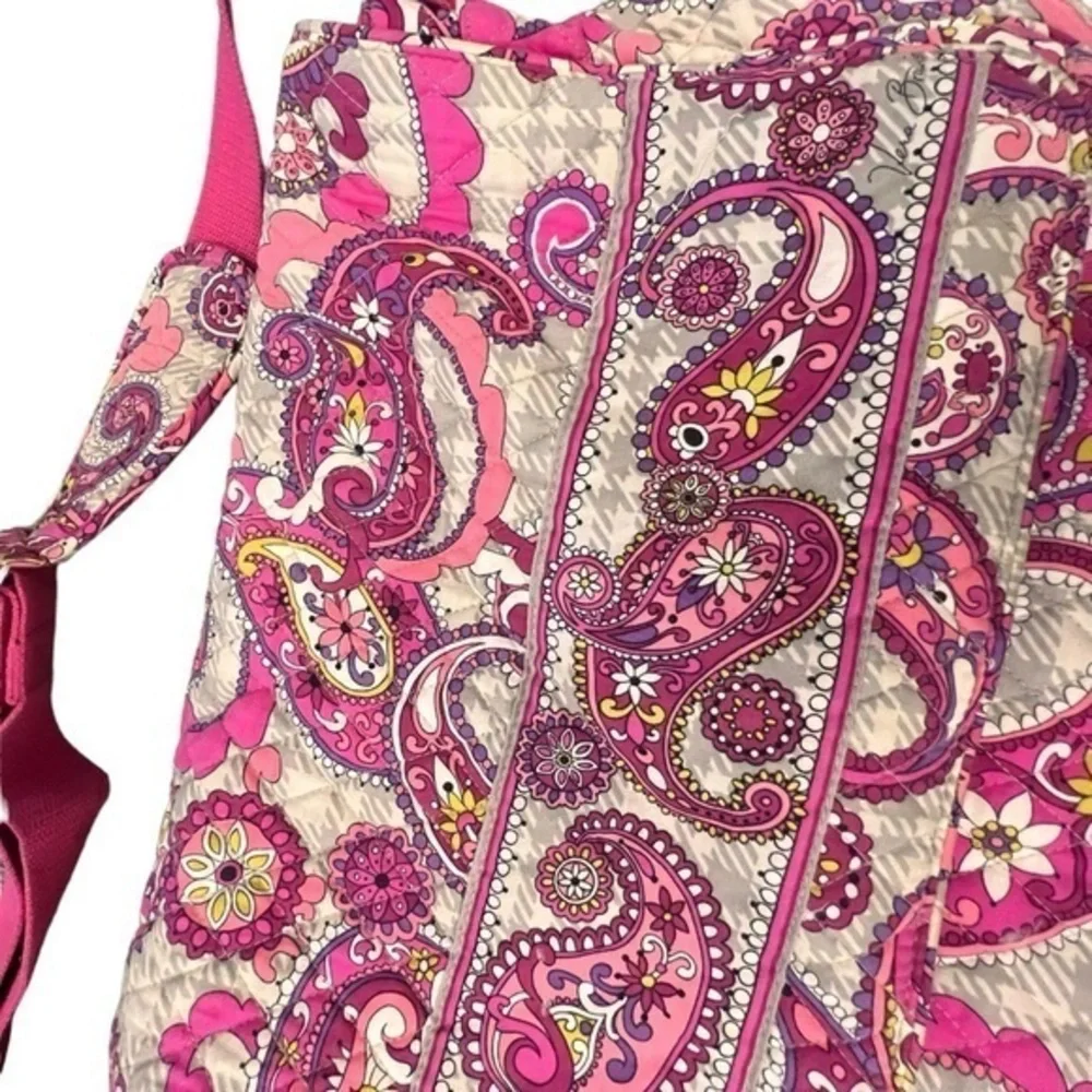 Vera Bradley Messenger Cross‎ Body Bag Pink Paisley Meets Plaid Retired Laptop